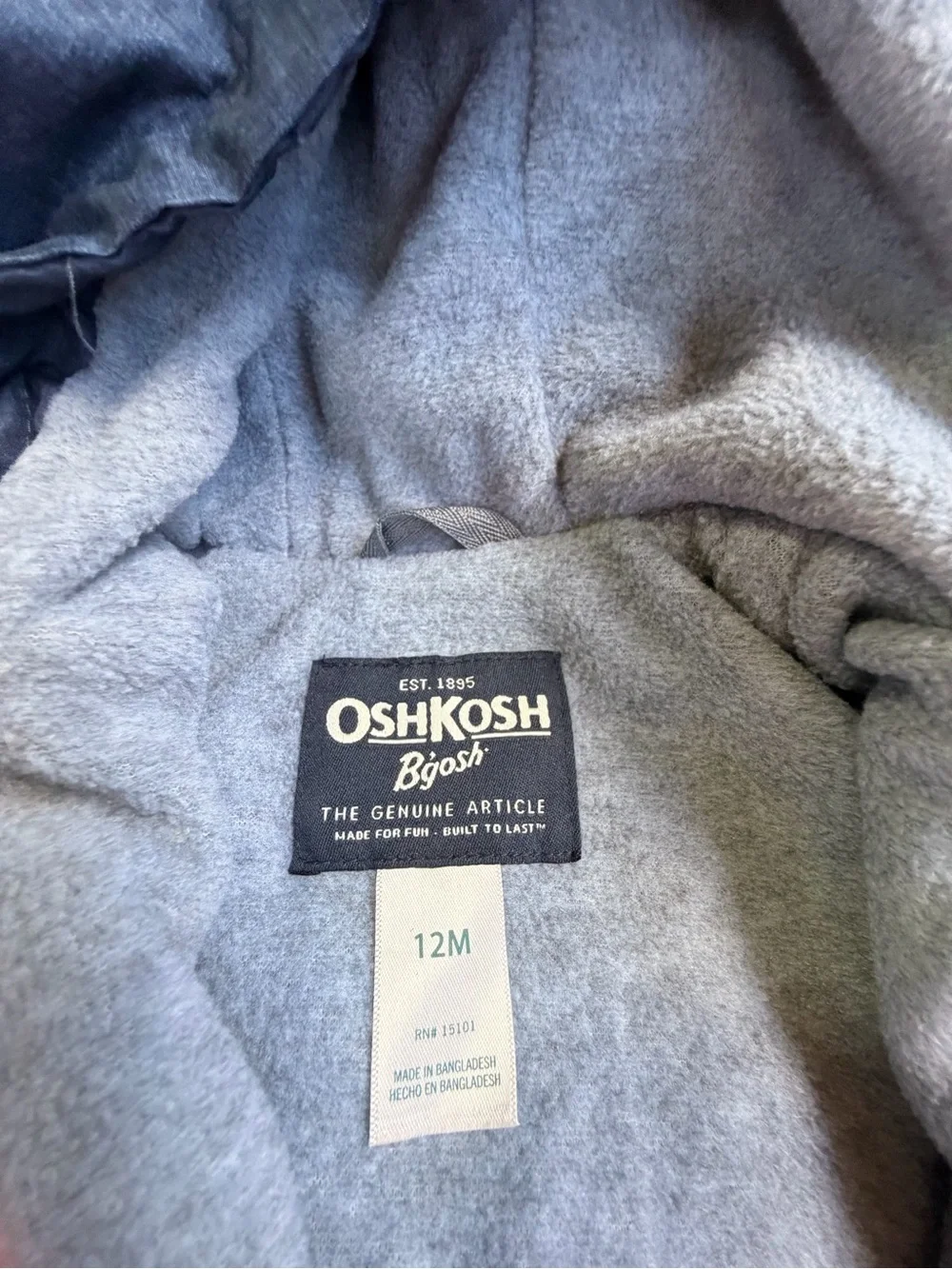 OshKosh B'gosh Orange and Heather Blue Hooded Kids Rain Jacket